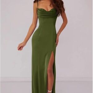 Azazie Olive Strapless Sweetheart Slit Evening Gown bridesmaid dress